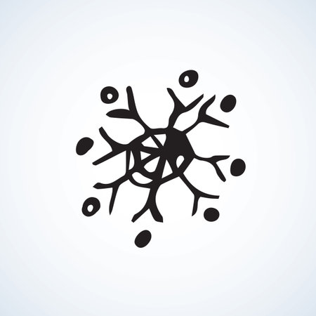 Cute eve natal icy asterisk pictogram template of nativity holiday design on light blue sky backdrop. Freehand outline black ink hand drawn picture emblem sketchy in scribble retro style pen on paperのイラスト素材