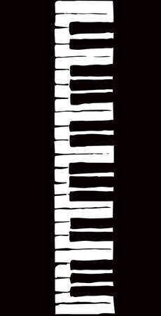 Old acordion scale border row isolated on white backdrop. Pop song tune. Outline ink hand drawn picture sign sketch in art retro doodle album style pen on paper. Top view close up with space for textのイラスト素材