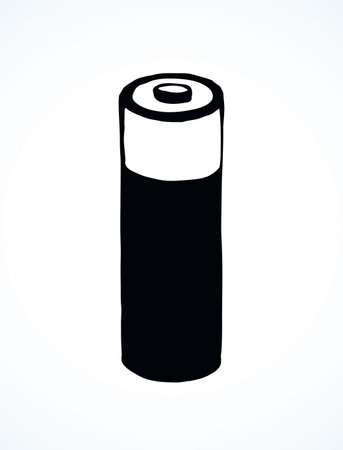 Modern engine cylinder on light backdrop. Pole object logo pictogram. Dark black ink hand drawn emblem in retro art cartoon style on paper space for text. Closeup viewのイラスト素材