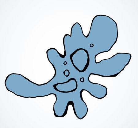 Abstract chaos shape tiny protist element. Line black hand drawn water nature life medicine school study icon sign symbol pictogram diagram sketch. Art doodle cartoon style design. Closeup macro viewのイラスト素材