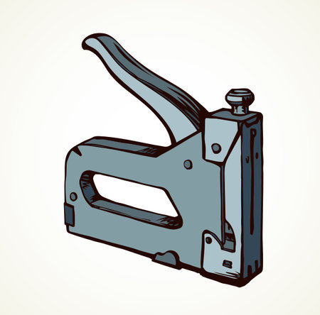 Big pin join craft device on white table desk space for text.のイラスト素材