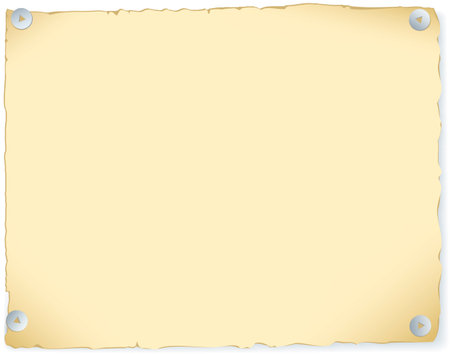 Vector background. Frame in the form of a sheet of old paper, attached buttonsのイラスト素材