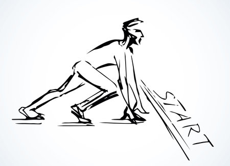 1 young healthy strong power office human body pose set leg wait fast go way. Outline black hand drawn health foot team career goal  sign design art doodle style. Closeup view white sky text spaceのイラスト素材