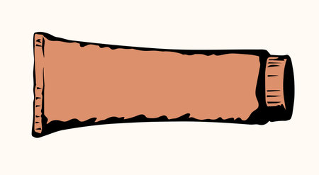 Close up blank bath sun spf tan oil creme ointment pack set. White label text space. Outline black hand drawn beauty toiletry spa oral dent glue paint jar  sign icon. Art line doodle cartoon styleのイラスト素材