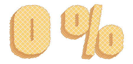 Vector set of stylized symbols consisting of stacked layers of wafers with cream inside. Numerals 7, 8, 9のイラスト素材