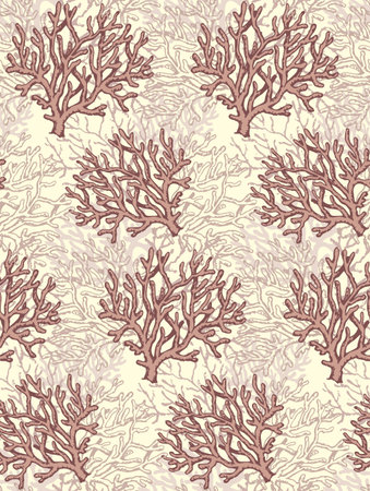 Deep old invertebrate Anthozoa Cnidaria polyp bush isolated on white backdrop. Freehand outline ink hand drawn picture sketchy in art retro scribble style pen on paper. View closeupのイラスト素材