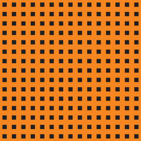 Tileable artistic ocher quadrangle shape spliced form template. Trendy orange cubic carpet element. Bright amber color fashion modular mesh retro techno style creative repeat recurring fond designのイラスト素材