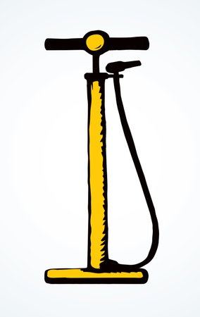 Simple spring device on light backdrop. Motor object   emblem. Bright yellow color drawn pictogram sketchy in retro art doodle silhouette style on road space for text. Closeup viewのイラスト素材