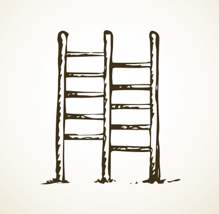 Tall steel plank stepladder illustration background.のイラスト素材