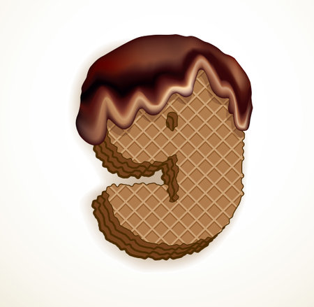 Number nine wafer with ice cream dripping background.のイラスト素材