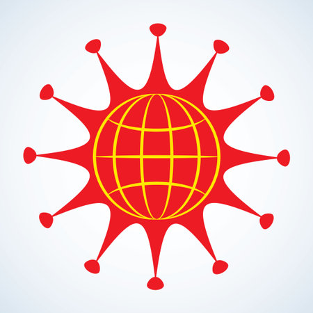 Healthy clinic novel viral immune pathology hazard protect warn care map 19 white text space. Black cold flu vaccine prevent pollution risk safety logo pictogram emblem design. Art cartoon graphicのイラスト素材