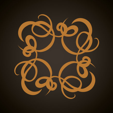 Old cute romantic book ribbon bow swirly tag swoosh element isolated on dark black board backdrop. Freehand white chalk outline drawn curly logo sketchy in artistic rustic curlicue scrawl styleのイラスト素材