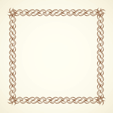 Old cute romantic book ribbon bow swirly tag swoosh element isolated on white paper card backdrop. Freehand black ink pen outline drawn curly corner sketchy in artistic rustic curlicue scribble styleのイラスト素材