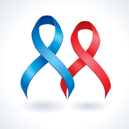 Awareness issue logo loop mean day unity protest against drug and association preserv of human living with STI virus. Graphic care concept emblem bow badge isolated on white space for textのイラスト素材