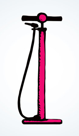 Simple spring device on light backdrop. Motor object logotype emblem. Bright magenta color drawn pictogram sketchy in retro art doodle silhouette style on road space for text. Closeup viewのイラスト素材