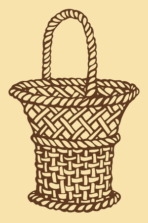 Vector. Monochrome picture wickerwork basketのイラスト素材