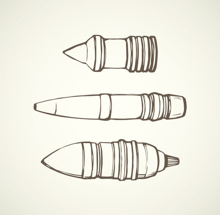 Surface defense antiaircraft launcher long range system device on white background. Black ink hand drawn logo sketch in retro doodle cartoon silhouette graphic style. Closeup view with space for textのイラスト素材