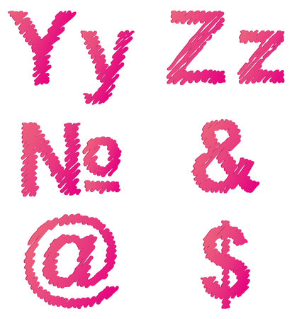 Vector hand-drawn font. Uppercase and lowercase letters of the Latin alphabet hatched markerのイラスト素材