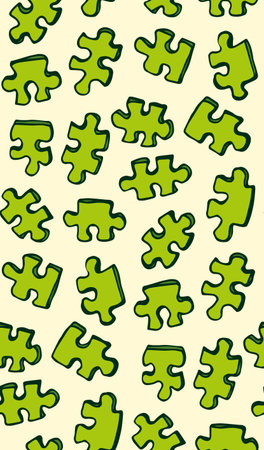 Scattered vibrant green cut kid scheme isolated on white backdrop. Bright lime color ink hand drawn object sketchy in art retro scribble style. Closeup detail view with space for data textのイラスト素材
