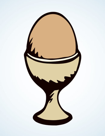 Tasty poultry big raw round shape on light table backdrop. Freehand outline black ink hand drawn quail farm emblem design in retro art doodle engrave print style pen on paper text space. Close up viewのイラスト素材