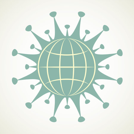 Healthy clinic novel viral immune pathology hazard protect warn care map 19 white text space. Black cold flu vaccine prevent pollution risk safety pictogram emblem design. Art cartoon graphicのイラスト素材