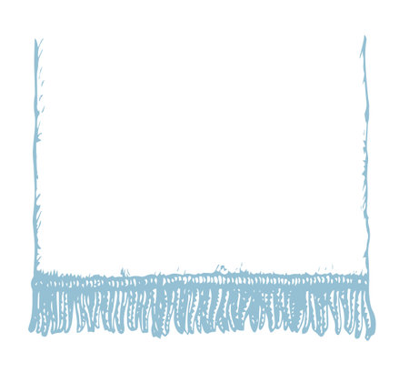 Empty old fashion rural doily knot thrum edge on light text space. Freehand outline black ink pen hand drawn picnic logo sign icon emblem design in doodle rustic contour print style. Close up top viewのイラスト素材