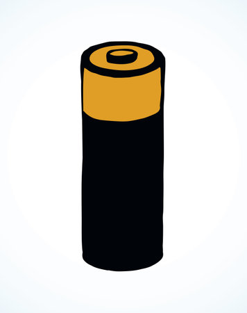Modern engine cylinder on light backdrop. Freehand outline black ink hand drawn pole object logo pictogram emblem sketchy in retro art doodle cartoon style pen on paper space for text. Closeup viewの写真素材