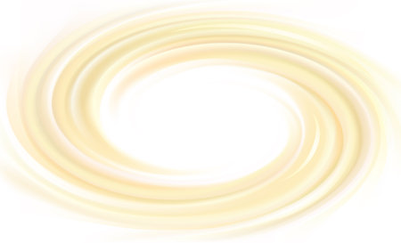 Vector yellow backdrop of swirling creamy texture with glowing white center in middle of funnelのイラスト素材