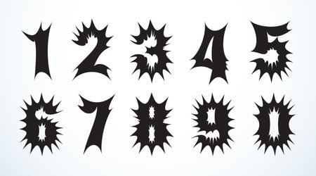 Abstract cool old rough angry hard bold fear flash burst dark black ink prick script word logo set. Latin creative music band dragon bat title hand drawn retro artist trendy graffiti print decor typesetのイラスト素材