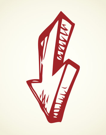 Cute ui signpost on white backdrop. Freehand outline red ink handdrawn way logotype emblem insignia design sketchy in clip art modern contour scribble graph style brush on paper label space for textのイラスト素材