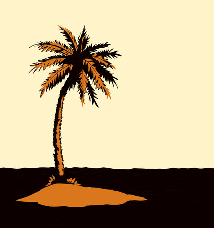 Old alone hope solitude white sunny sunset sky text space. Outline black hand drawn 1 strand lost sos concept logo icon sign scene. Retro art doodle line fun comic cartoon style funny trip scenic viewのイラスト素材