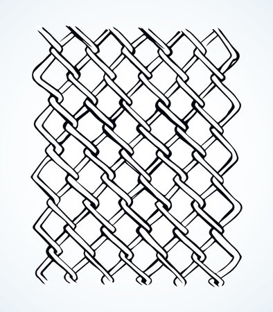 Dark gray color thin repeat bent shape thread stripes. Billowy braid iron chainlink curvy form template fond. Freehand outline black ink hand drawn sign icon logo in retro art doodle cartoon styleのイラスト素材