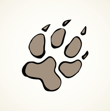 Cute panda walk flat stamp set on white mud backdrop. Freehand line black ink hand drawn vet logotype emblem badge in retro art scribble contour style pen on paper. Top detail view with space for textのイラスト素材