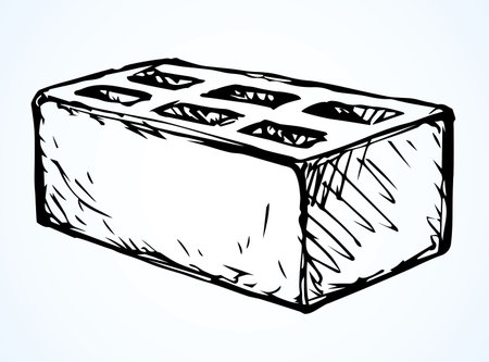 New cute single house brown airbrick diy. Freehand doodle black linear ink pen hand drawn design concept object emblem in art scribble engrave print style. Closeup view light paper text space backdropのイラスト素材