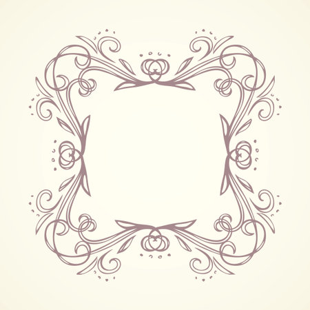 Old cute romantic book ribbon bow swirly tag swoosh element isolated on white paper card backdrop. Freehand black ink pen outline drawn curly corner sketchy in artistic rustic curlicue scrawl styleのイラスト素材