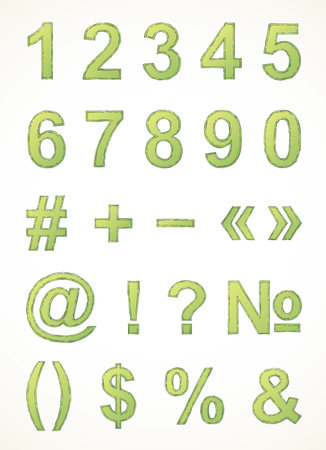 Cute abstract cool trendy funny rough dirty stain baby school light ink pen outline trace script note logo. Wet old paper green color paint Latin fun hand drawn retro doodle comic artist style typesetのイラスト素材