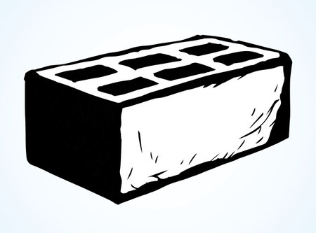 New cute single house brown airbrick diy. Freehand doodle black linear ink pen hand drawn design concept object emblem in art scribble engrave print style. Closeup view light paper text space backdropのイラスト素材