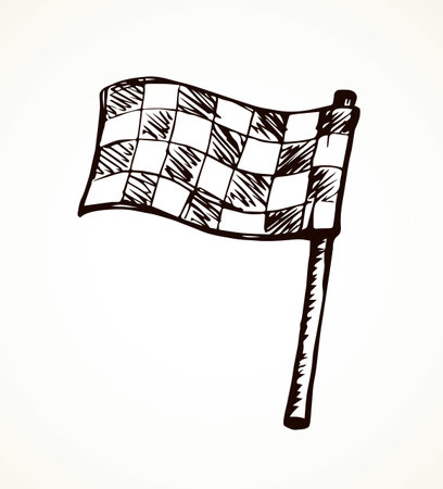 Old flat wave 1 object sporty traffic triumph signal. Freehand outline ink hand drawn drag truck kart go logo pictogram emblem badge idea in art retro doodle cartoon style pen on paper space for textのイラスト素材