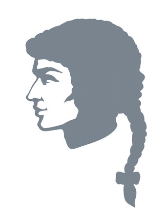 Line closeup legal law judicial venetian baroque periwig dress set. Outline black hand drawn royal europe france theater lord artist character sign icon art ancient cartoon design. Close up viewのイラスト素材