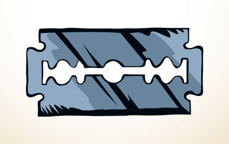 Closeup dark gray ink pen hand drawn drug addict object logo emblem banner design retro vintage art doodle contour print style. Close up macro view flat old routine shop light white paper text spaceのイラスト素材