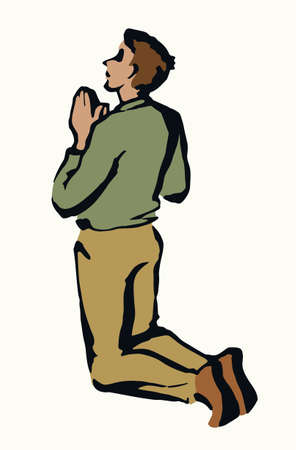 Sin sad depress sorrow worry view white sky text space line love praise palm arm concept logo. Black drawn outlin saint adult body trust thank plead fold soul old retro biblic art doodle cartoon styleのイラスト素材