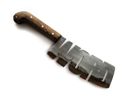 Power big old black arm wood tool shape hurt news idiom proclaim phrase battle idea rusty shiny iron...