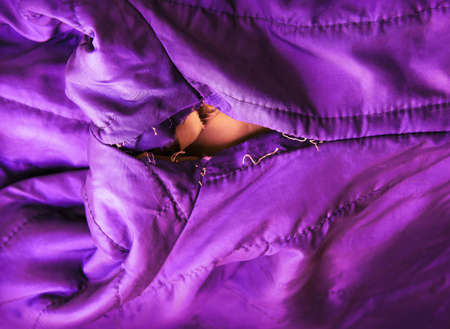 Close up abstract detail macro view bad poor rough dirty cut crack hurt back pad retro age violet...