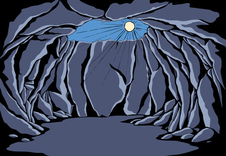Line hand drawn old deep big dirty earth rocky soil den wall dig coal dirt cliff gap grot prison...