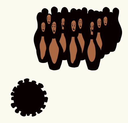 Novel sars 2019 cell abstract fun risk warn fever care attent throw organism play win sport score. Vaccine 19 alert hit pin shot body world team life draw sign icon line sketc funny art graphic vectorのイラスト素材