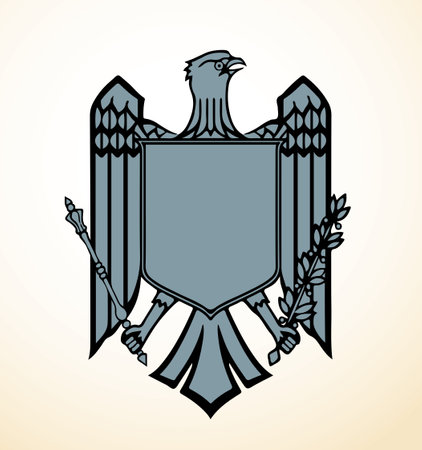 Closeup pride politic heraldic glory country land day city union state war unity shape view text space. Hand drawn print line color web art heraldry holiday sport unit peace seal shield set backdropのイラスト素材