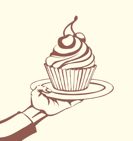 Black pen drawn human lady girl arm buy whip wed holiday fruit bake pink candy tart gift shop. Happy female kid child like sale man take junk snack retro business sign icon symbol sketch art conceptのイラスト素材