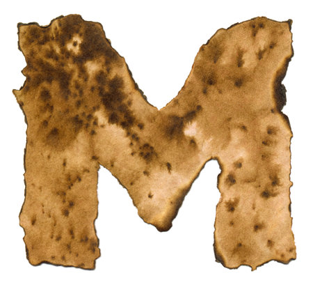 Burnt paper alphabet isolated on white backgroundの写真素材