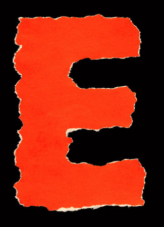 Multicolored letters of the Latin alphabet from torn scraps of colored paperの写真素材