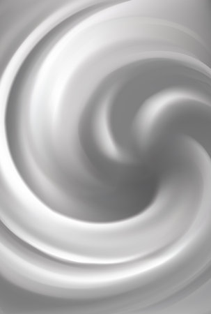 Aqua luxury light silver fond of soft shiny swirling rippled curvy whipped sour kefir. Closeup view with space for text in glowing center in middle of funnel eddy motionのイラスト素材